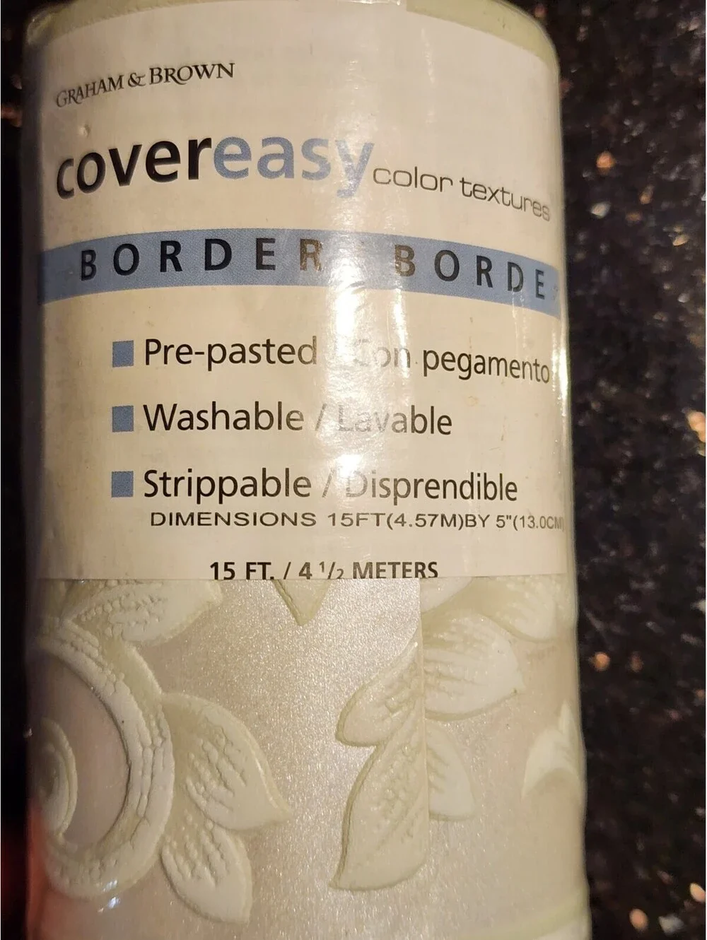 4 Graham & Brown COVER EASY Border Pre- Pasted Washable Strippable 15 Ft 41/2 Mt